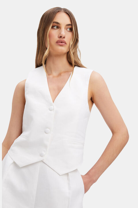 IRIS LINEN VEST in colour BRIGHT WHITE